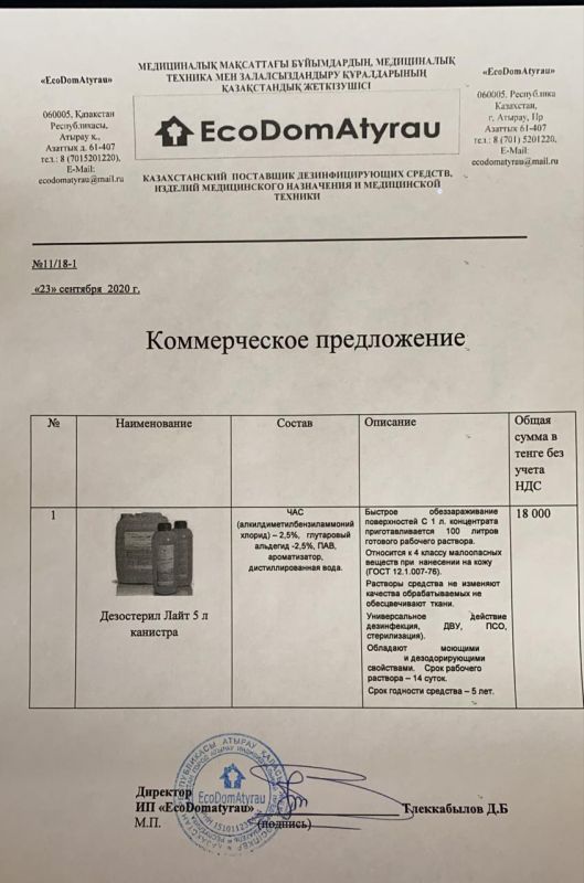 ПРОТОКОЛ закупок ЦП № 87-20 Антисептики для борьбы с короновирусом: Проведен